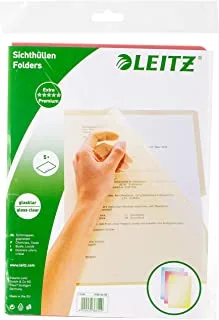 Leitz Premium Document Sleeve A4 PVC Pack of 5 Assorted Colours
