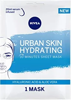 NIVEA Face Sheet Mask Hydrating, Urban Skin with Hyaluronic Acid & Aloe Vera, 1 Mask
