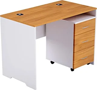 MAHMAYI OFFICE FURNITURE Mdf Zelda Contemporary Office Desk, Zhm246-12, Light Walnut/White, H76.5 X W60.5 X D120 Cm