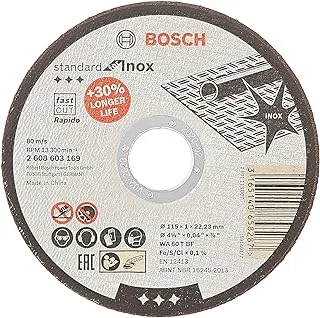 BOSCH - Standard for Inox - Rapido straight cutting disc, for small angle grinders, performs reliably in Inox,1 piece, 115 mm Diameter