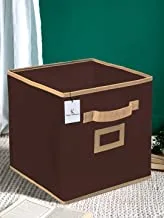 Kuber Industries Non Woven Fabric Foldable Small Size Storage Cube Toy,Books,Shoes Storage Box With Handle,Extra Small (Brown)-Kubmart1842