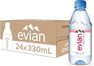 evian Mineral Water, Naturally Filtered Drinking Water, 330ml Bottled Water Crafted by Nature, Case of 24 x 330ml evian Water Bottles
