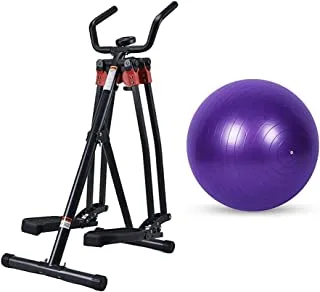 جهاز تمرين الذراعين والساقين من فتنس وورلد مع كرة اليوجا GYM 85 سم كرة توازن متوازنة لليوجا واللياقة البدنية وكرة التمرين مع مضخة هواء (أرجواني)