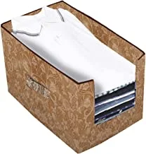 Kuber Industries Metallic Printed Non Woven Shirt Stacker Wardrobe Organizer Set, (Beige) - CTKTC34891 Standard