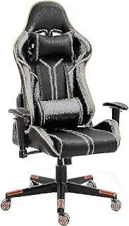 MAHMAYI OFFICE FURNITURE C560 Gaming Chair High-Back Racing Chair Pu Leather Bucket Seat, Computer Swivel Office Chair Headrest And Lumbar Support Executive Desk Chair (Black)