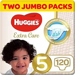 Huggies Extra Care, Size 5, 12 -22 kg, Twin Jumbo Pack, 120 Diapers