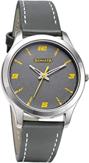 Sonata Rpm Water Resistant, Grey Dial Analog Watch For Men 77063Sl08