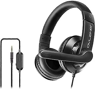 Komc 3.5mm Wired Gaming Headset, Over-Ear Headphone Black Color With Noise Canceling With Rotating Microphone For Playstation 4, Laptop, Pc, Mobile Phone Ov-P2 Black, M