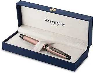 Waterman Expert Fountain Pen | Metallic Rose Gold Lacquer with Ruthenium Trim | Medium PVD Coated Stainless Steel Nib | With Gift Box | 9900, 2119263