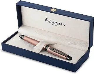 قلم حبر سائل Waterman Expert | طلاء أسود معدني مع زخرفة من الروثينيوم | المنقار من الفولاذ المقاوم للصدأ المطلي بـ PVD الناعم | مع علبة هدايا | 9901