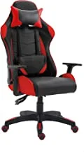 MAHMAYI OFFICE FURNITURE B88 High Back Black & Red Ergonomic Swivel, Tilt Tension Adjustment, Adjustable Armrest & Lumbar Pillow Video Gaming Chair With Pu Leatherette, B88-Black-Red