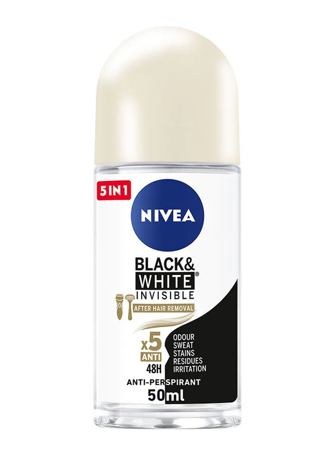 Nivea Black And White Invisible Silky Smooth, Antiperspirant For Women, Roll-On 50ml