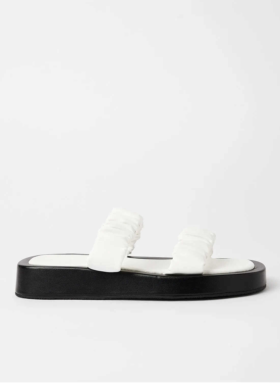 Pimkie Gathered Detail Flat Sandals White