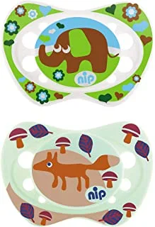 nip Life Soothers Silicone, 0-6M made in Germany, fox & elephant, 2 pcs