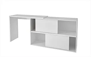 Brv Movies Computer Desk With Two Storage Compartments, White - H 78 cm X W 107 cm X D 120 cm (Bc 44-06)