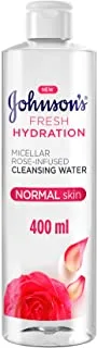 Johnson's Water Micellar Fresh Hydration Rose Cleanser 13.5 oz Gentle Skin Care Makeup Remover Refreshes and Hydrates Skin for Normal Skin Types, Even Sensitive Skin Types