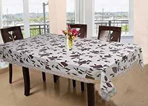 Kuber Industries Butterfly Design Pvc 6 Seater Dining Table Cover - Cream Standard