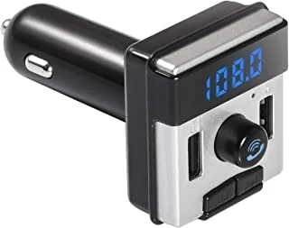 جهاز إرسال FM للسيارة يعمل بالبلوتوث مع شاحن USB مزدوج سريع للاتصال بدون استخدام اليدين ، أسود ، DZ- 595KWD