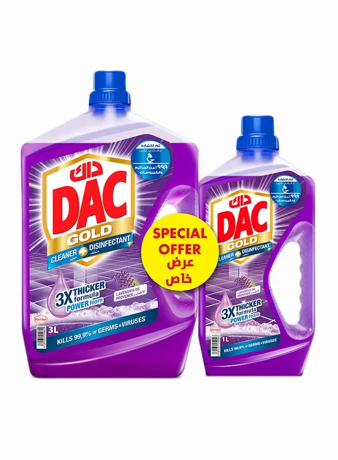 Dac Gold Multi-Purpose Disinfectant And Liquid Cleaner With 3X Thicker Formula Lavender 4Liters