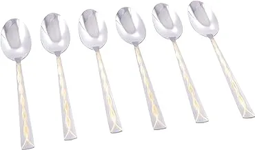 Bister dinner spoon with mirror polish | stainless steel | smooth edge modern design spoon silverware | set of- 6 (silver & gold)