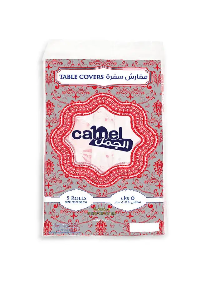 camel 5-Piece Table Cover Roll Biodegradable Pink 90x80cm