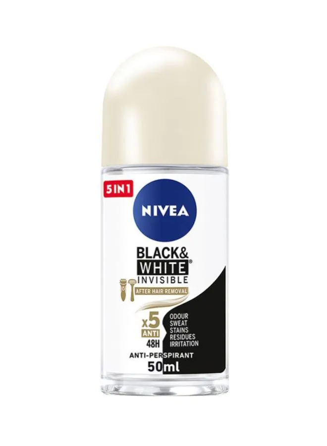 NIVEA Black And White Invisible Silky Smooth, Antiperspirant For Women, Roll-On 50ml