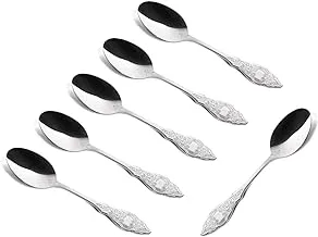 SOLETER Dinner Spoon with Mirror Polish | Stainless Steel | Smooth Edge Modern Design Spoon Silverware | Set of- 6 (silver)