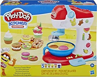Play-Doh Kitchen Creations Spinning Treats Mixer Toy جهاز مطبخ للأطفال 3 سنوات وما فوق مع 6 ألوان Play-Doh غير سامة