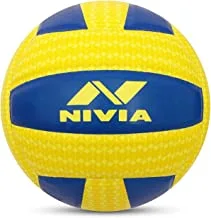 Nivia Airstrike PU Volleyball for Unisex | Color: Yellow Blue | Size: 4 | Latex Bladder | Panels 18 | Ideal for Training/Match |Machine Stitched | Abrasion Resistant Cushion Rubber