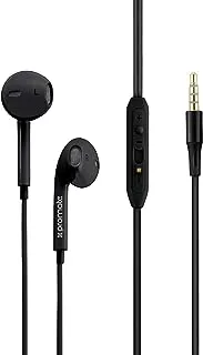 Promate Earphones, In-Ear 3.5Mm Universal Crystal Sound And Noise Isolating Earbuds With In-Line Remote Volume Control And Built-In Mic For Smartphones, Pc, Tablets, Laptops, Gearpod-Is2 Black, Wired