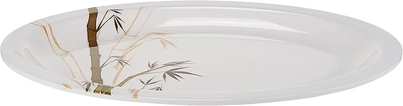 DINEWELL MELAMINE GREEN BAMBOO OVAL PLATTER, WHITE, 13.5 INCH, DWR5012GB,1 PC