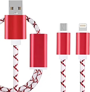 Datazone 2 in 1 USB Charging Cable, Multi Connector For Micro and iPhone 1.5 M DZ-2C01 (Red)