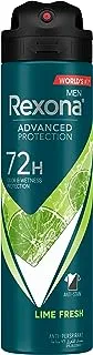 Rexona Men Antiperspirant Deodorant Spray, 72 hour sweat & odor protection*, Lime Fresh, with MotionSense technology, 150ml
