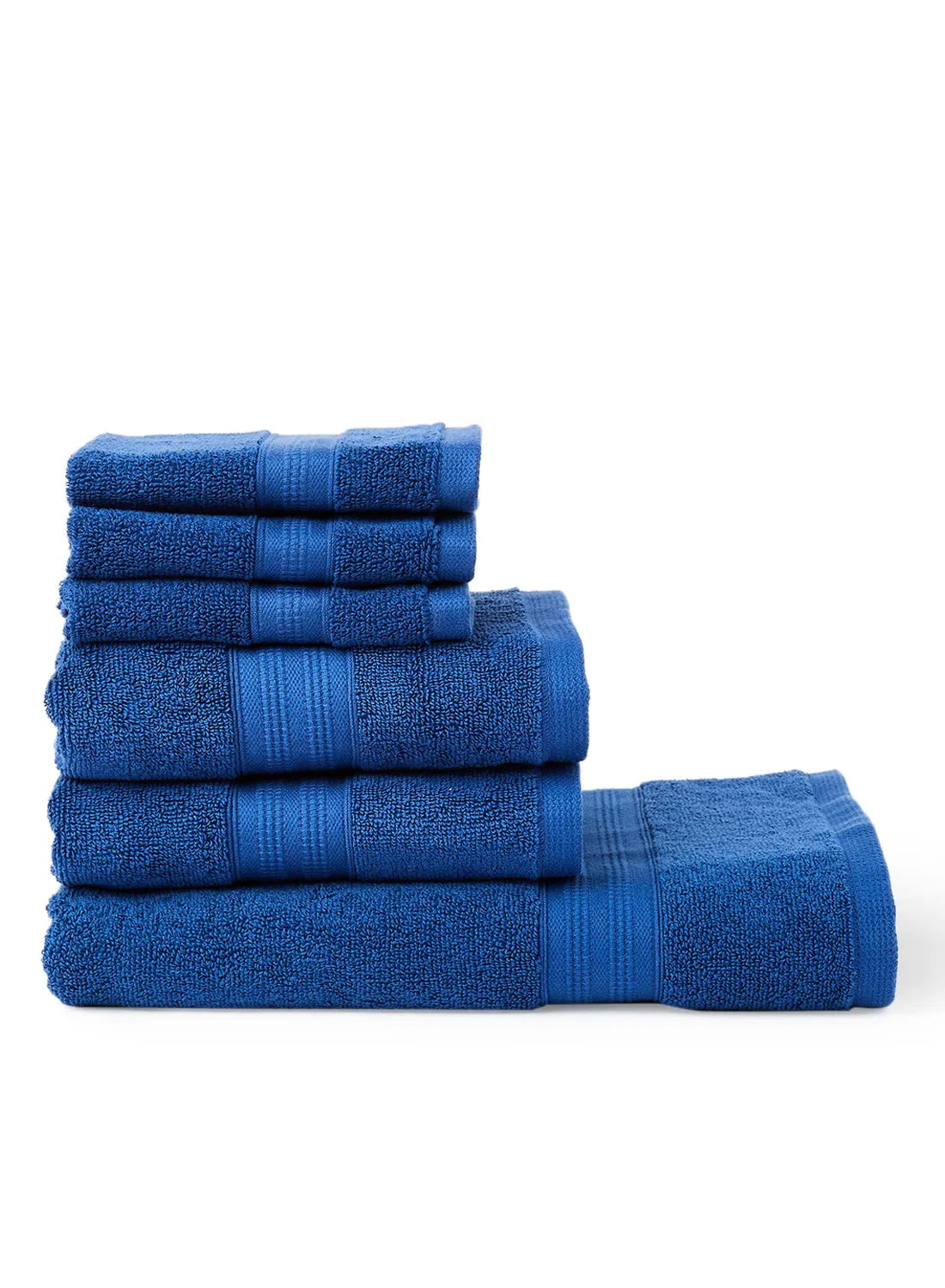 White Rose 6-Piece Cotton Set Bath Towel Blue 33x33, 50x90, 70x140cm