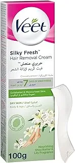 Veet Silky Fresh Hair Removal Cream Body & Legs for Dry Skin, Nourishing Shea Butter & Lily Fragrance – 100g