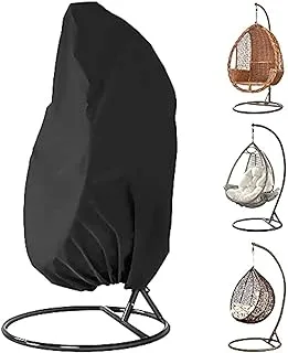 Mumoo Bear Egg Chair Cover, Patio Hanging Chair Cover Windproof Heavy Duty Cocoon Swing Chair Cover , Outdoor Waterproof Anti Dust Anti Uv Garden Furniture Cover With Storage Bag, 190X115cm, Black