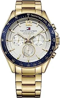 Tommy Hilfiger Men's Silver & White Dial Ionic Plated Gold Steel Watch