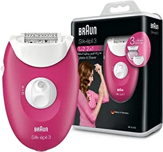 آلة إزالة الشعر Braun Silk-épil 3 3-273 باللون الوردي مع 3 ملحقات