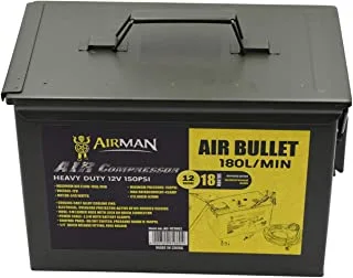 AirMan Air Bullet Compressor Heavy Duty 12V 150 PSI ، أخضر داكن ، AC-1C1062