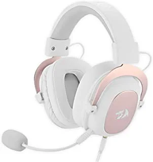 Redragon H510W ZEUs Gaming Headset - 7.1 Surround Sound - Memory Foam Ear Pads - 53Mm Drivers - Detachable Microphone - Works With Pc/Ps4 & Xbox One, Nintendo Switch, Color White, Pink