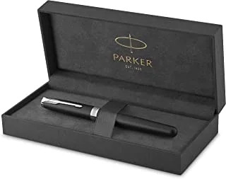 Parker Sonnet Fountain Pen, Matte Black Lacquer With Silver Trim, Medium Nib |8554