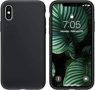 Silicone Protective Case for iPhone XS Max - Soft Liquid Silicone Gel Slim Rubber Cover Shockproof Bumper Anti-Scratch Anti-Fingerprint (iPhone XS Max, Black)