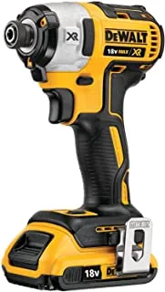 Dewalt 18V BRushless Impact Driver, 205Nm Torque, With 3 Speed, For Fastenings In Wood, Concrete And Metal, 2X2.0Ah Li-Ion Battery With Kitbox, Yellow/Black, Dcf887D2-Gb, 3 Year Warranty