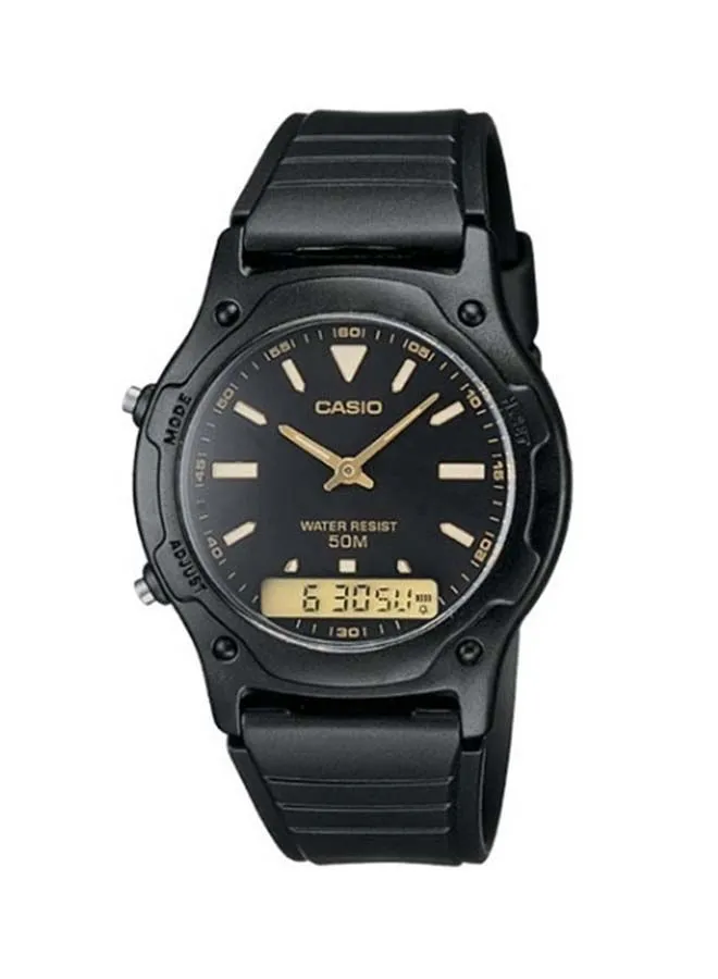 ساعة كاسيو بعقارب راتنج + ساعة يد رقمية AW-49HE-1AVDF - 33 ملم - أسود