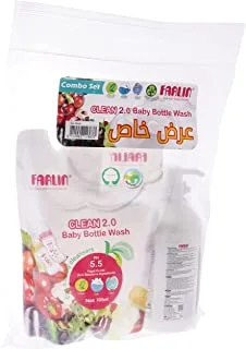 Farlin Clean 2.0 Baby Bottle Wash, 700 ml Pump + 700 ml Refill Pack
