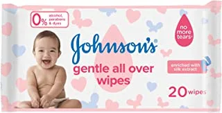 Johnson's Gentle All Over Wipes, Pack of 20 Wipes