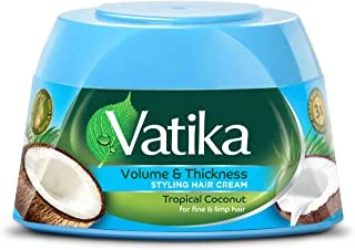 Vatika Naturals Tropical Coconut Styling Hair Cream 210ml | 3x More Hair Volume | Volume & Thickness | For Fine & Limp Hair