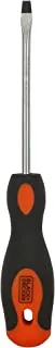 Black & Decker 5 X 100Mm Steel Slotted Scredriver With Bimaterial Handle, Orange/Black - Bdht62298, 2 Years Warranty