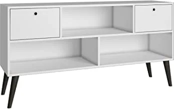 Brv Móveis Tv Stand Two Drawers, White, 135 cm X 69.5 cm X 35 cm, Bpp 31-129, White/Pinion Feet