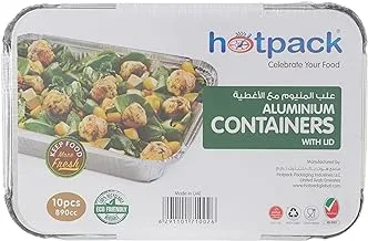 Hotpack Disposable Aluminum Containers with Lid- 890CC- 10-Pcs